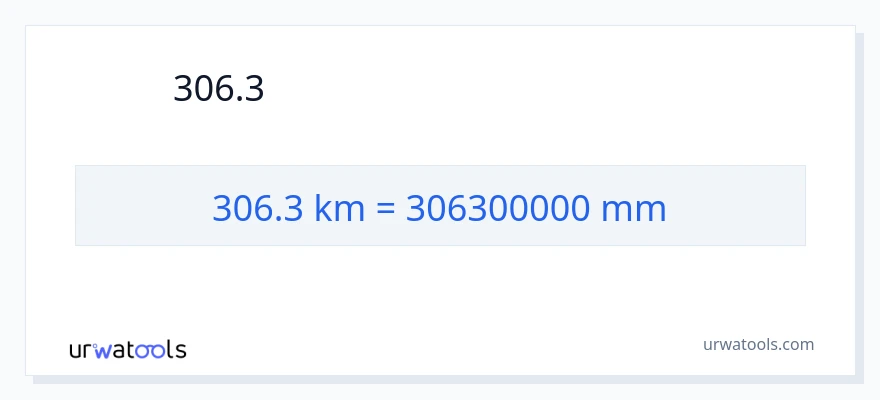 การแปลง 306.3 กิโลเมตร เป็น มิลลิเมตร
