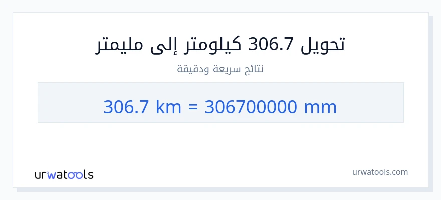 التحويل من 306.7 كيلومترات إلى مليمترات