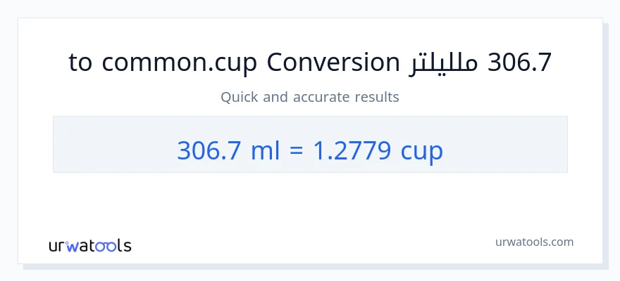 التحويل من 306.7 ملليلتر إلى أكواب