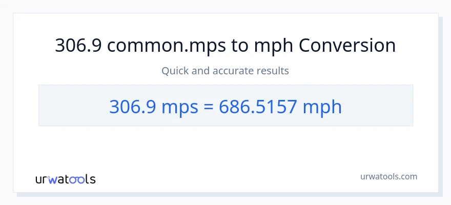 306.9 Meters Per Second patungong milya kada oras na conversion