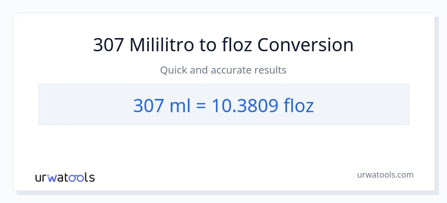 Conversão de 307 mililitros para onças fluidas