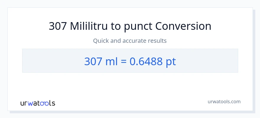 Conversie 307 mililitri la Pints