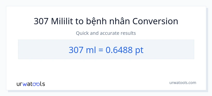 Chuyển đổi 307 mililit sang Pints