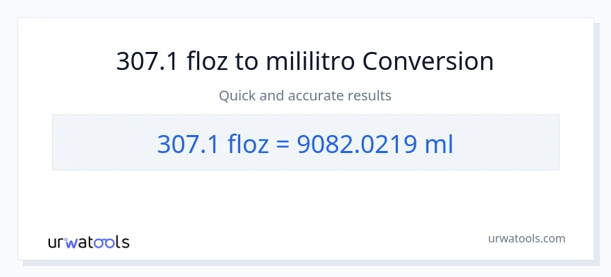 307.1 mga onsa ng likido patungong mga mililitro na conversion