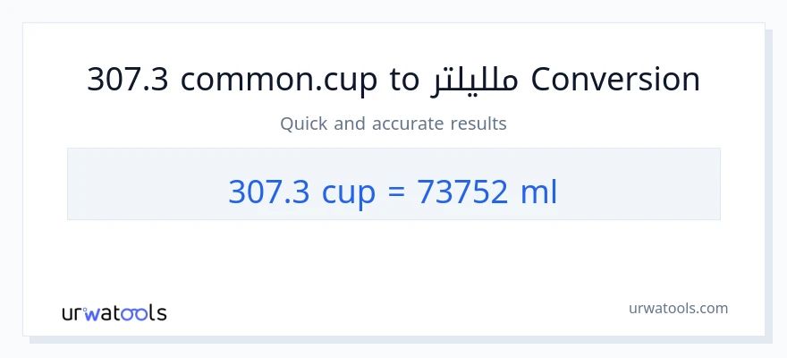 التحويل من 307.3 أكواب إلى ملليلتر