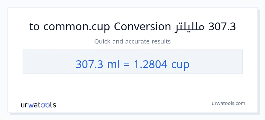 التحويل من 307.3 ملليلتر إلى أكواب