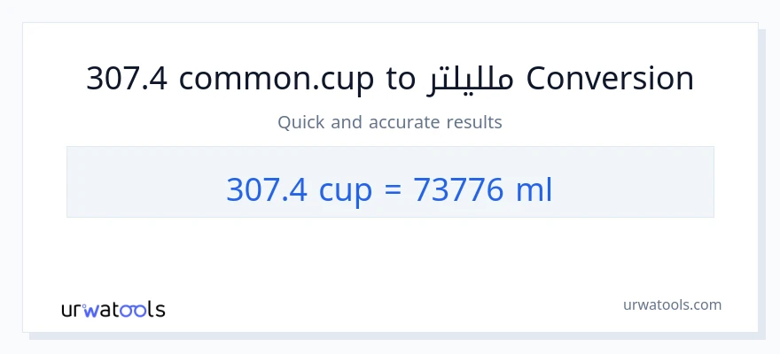 التحويل من 307.4 أكواب إلى ملليلتر