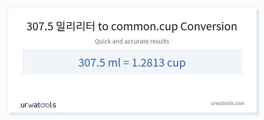 307.5 밀리리터에서 컵으로의 변환