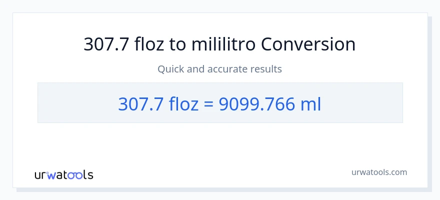 307.7 mga onsa ng likido patungong mga mililitro na conversion