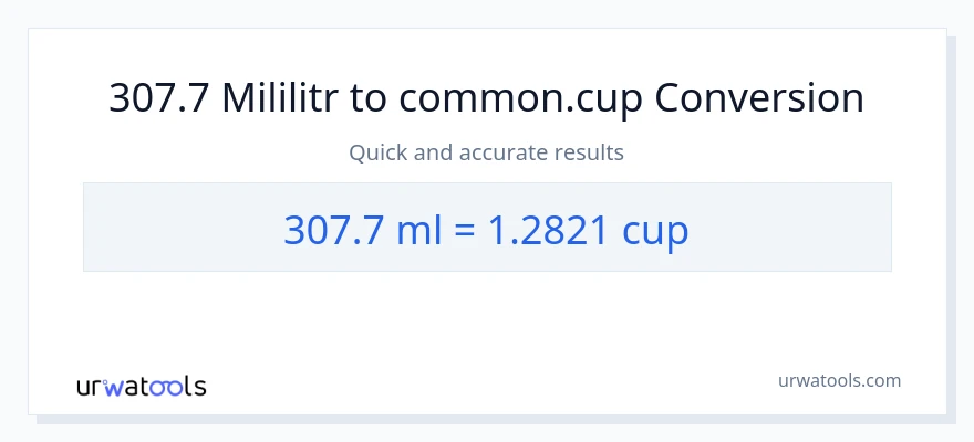 Konwersja 307.7 mililitry do stan nietrzeźwy