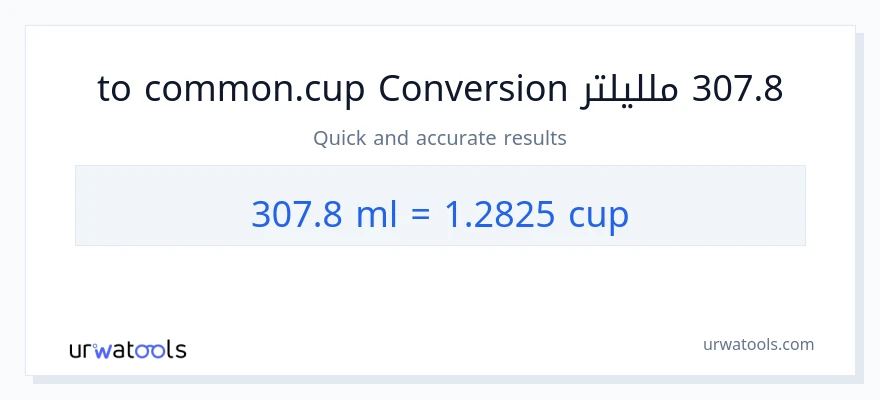 التحويل من 307.8 ملليلتر إلى أكواب