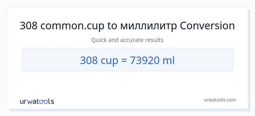 308 чашки в миллилитры преобразование