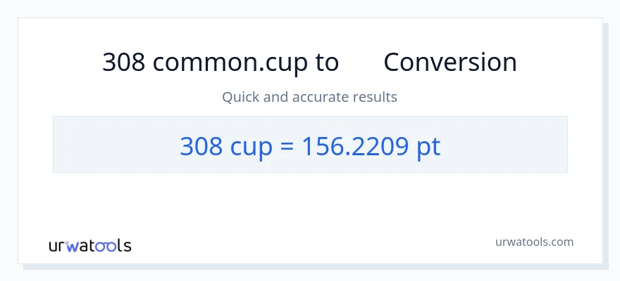 การแปลง 308 ถ้วย เป็น Pints