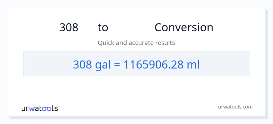 การแปลง 308 แกลลอน เป็น มิลลิลิตร