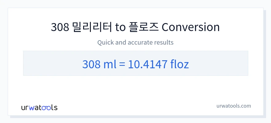 308 밀리리터에서 액량 온스으로의 변환