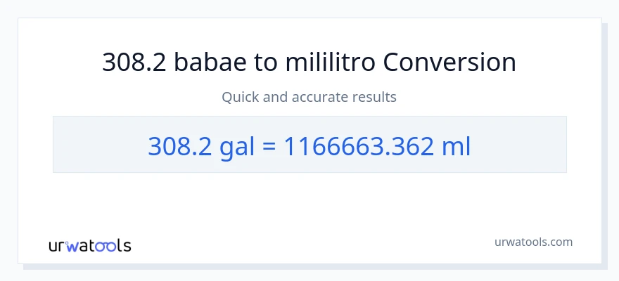 308.2 Mga galon patungong mga mililitro na conversion