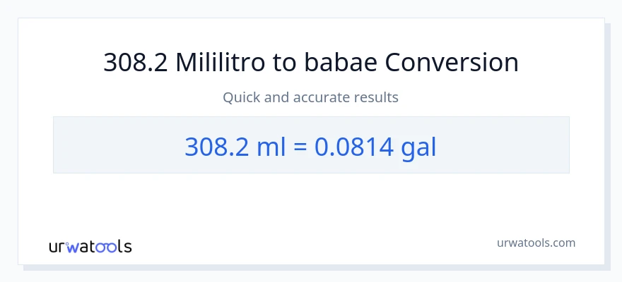 308.2 mga mililitro patungong Mga galon na conversion