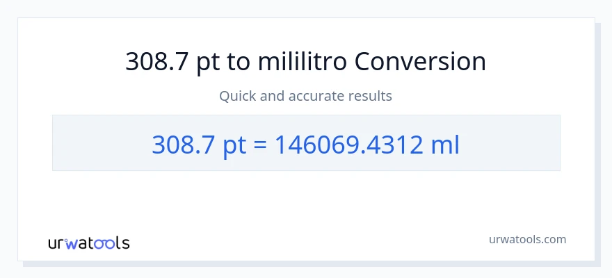 308.7 Pints patungong mga mililitro na conversion