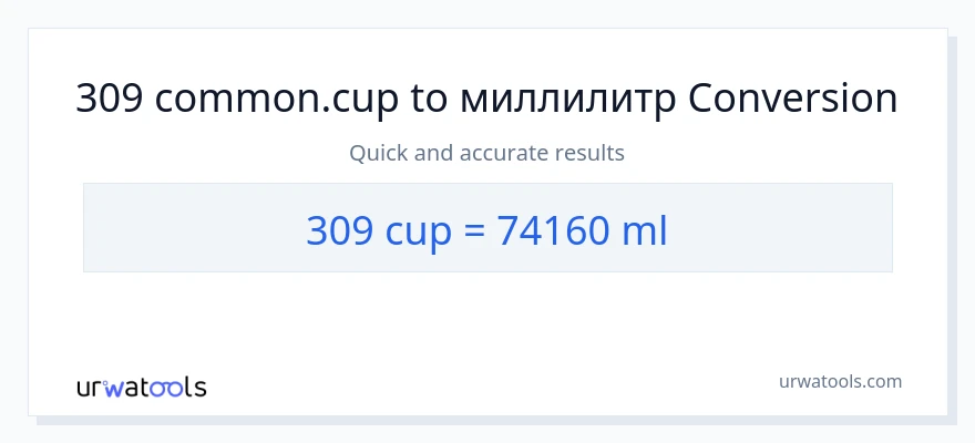 309 чашки в миллилитры преобразование
