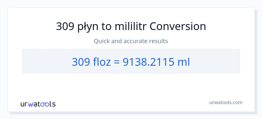 Konwersja 309 uncje płynu do mililitry