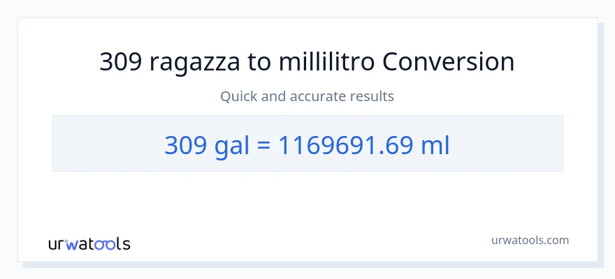 Conversione da 309 Galloni a millilitri