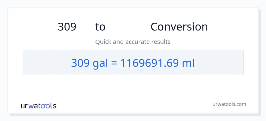 การแปลง 309 แกลลอน เป็น มิลลิลิตร