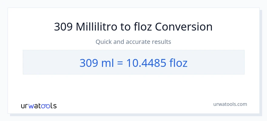 Conversione da 309 millilitri a once fluide