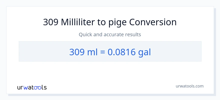 309 milliliter til Galloner konvertering