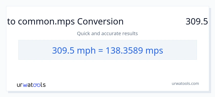 تبدیل 309.5 مایل در ساعت به Meters Per Second