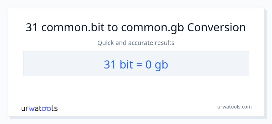 31 Bits patungong Gigabytes na conversion