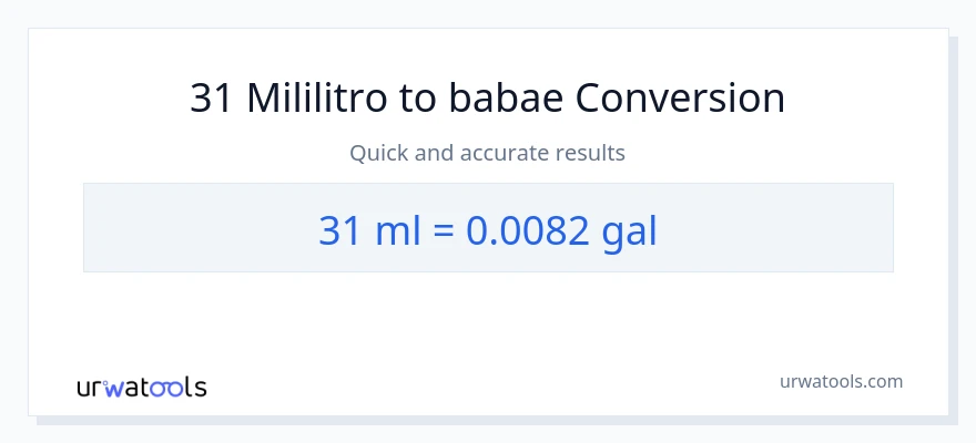 31 mga mililitro patungong Mga galon na conversion