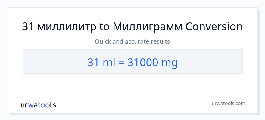 31 миллилитры в миллиграммы преобразование