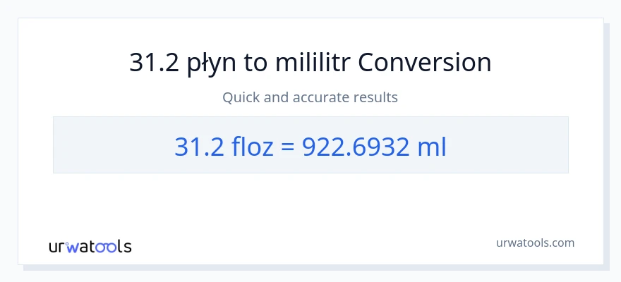 Konwersja 31.2 uncje płynu do mililitry