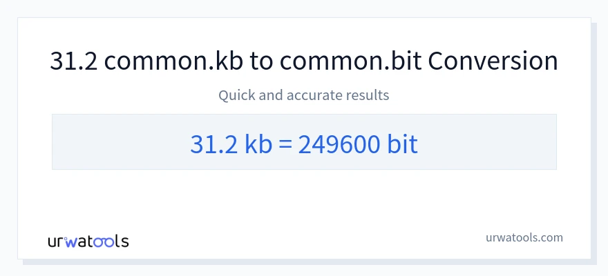 31.2 Kilobytes 到 Bits 轉換