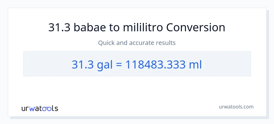 31.3 Mga galon patungong mga mililitro na conversion