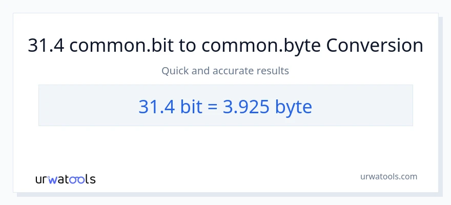 31.4 Bits patungong Bytes na conversion