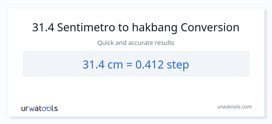 31.4 Mga Sentimetro patungong mga hakbang na conversion