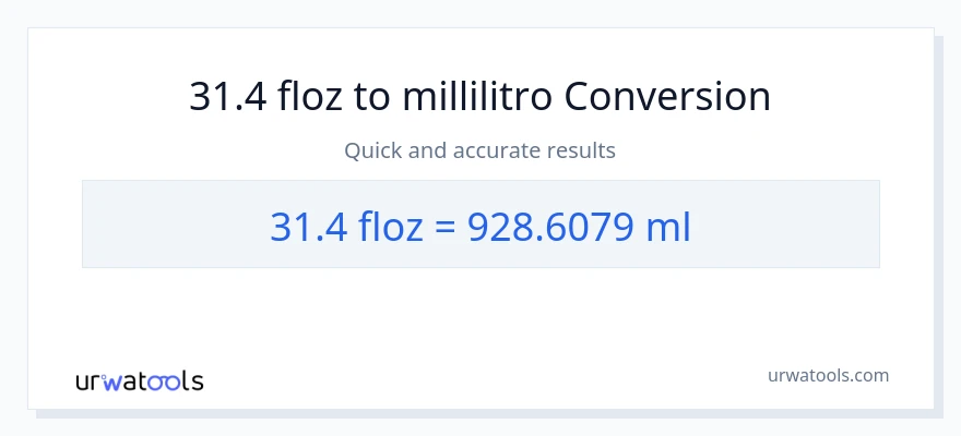 Conversione da 31.4 once fluide a millilitri