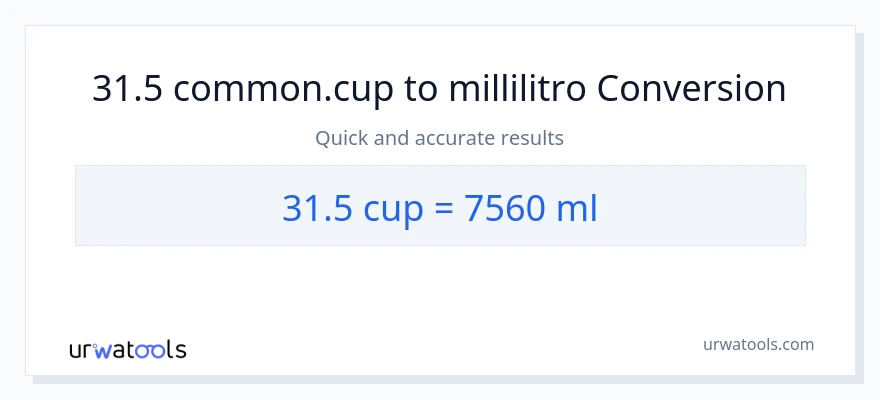 Conversione da 31.5 tazze a millilitri