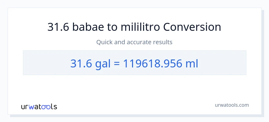 31.6 Mga galon patungong mga mililitro na conversion
