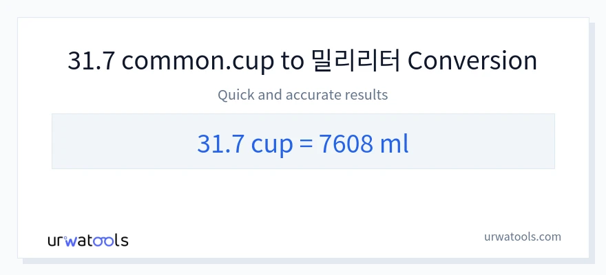 31.7 컵에서 밀리리터으로의 변환