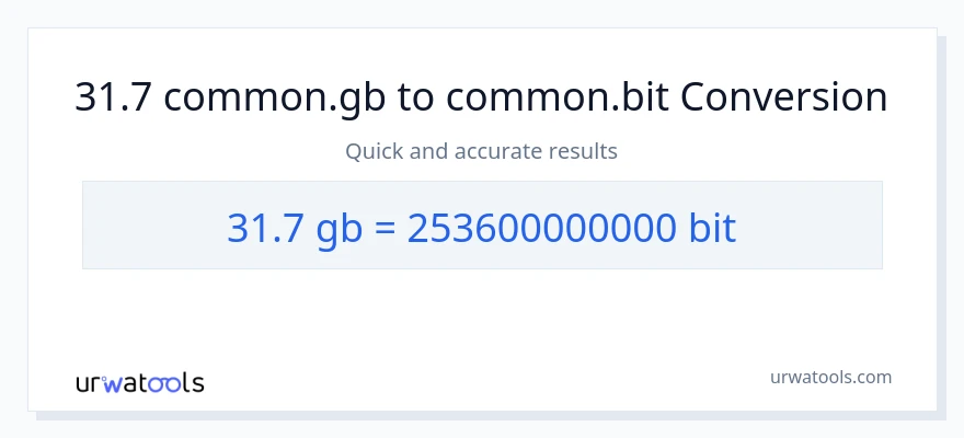 31.7 Gigabytes patungong Bits na conversion
