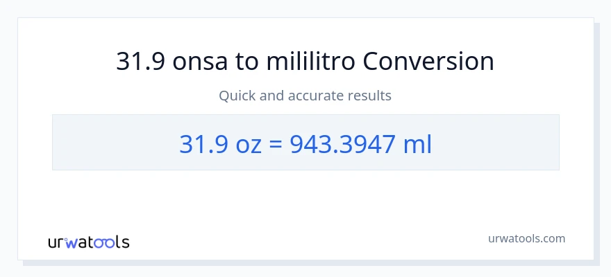 31.9 Mga onsa patungong mga mililitro na conversion