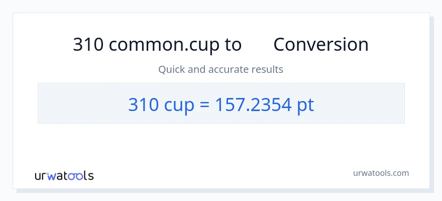 การแปลง 310 ถ้วย เป็น Pints