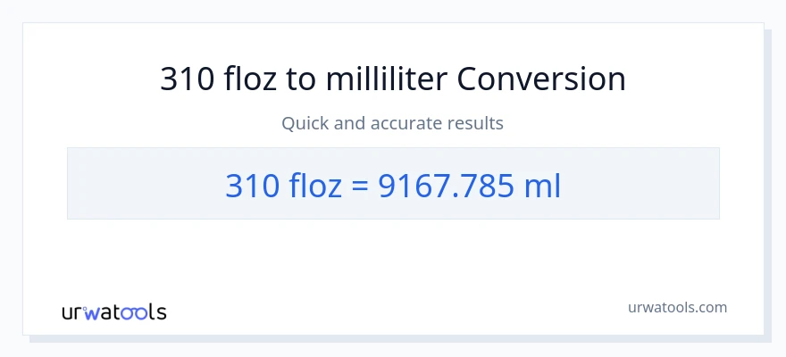 310 Flüssigunzen zu Milliliter Umwandlung