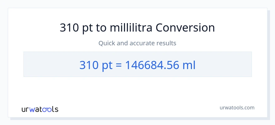310 Pints - millilitraa muunnos