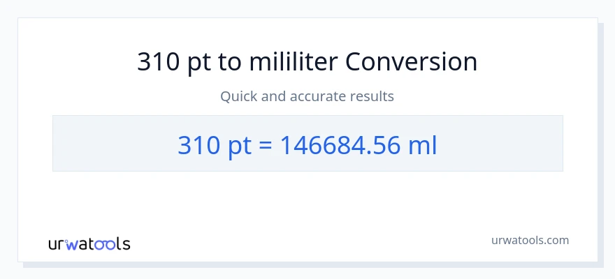Penukaran 310 Pints kepada mililiter