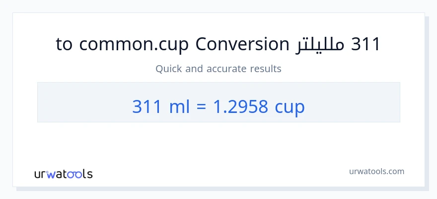 التحويل من 311 ملليلتر إلى أكواب