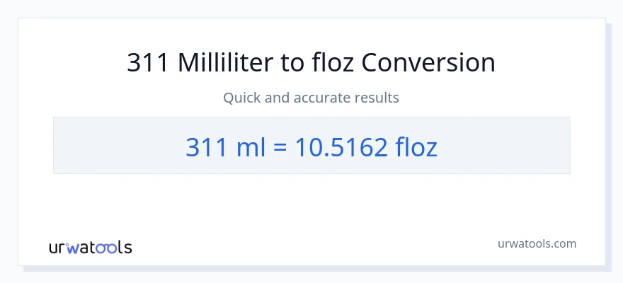 311 milliliter til flydende ounces konvertering