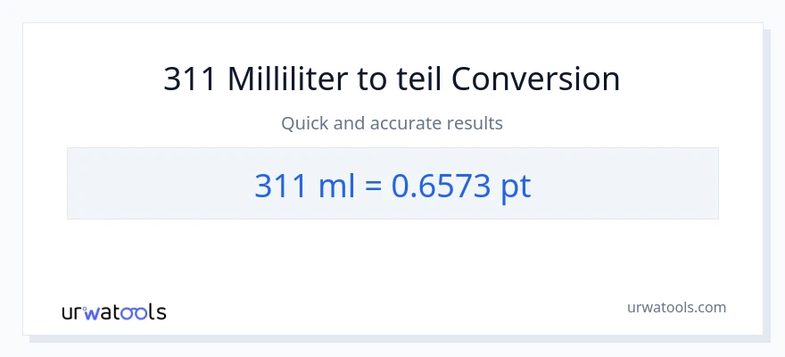 311 Milliliter zu Pints Umwandlung